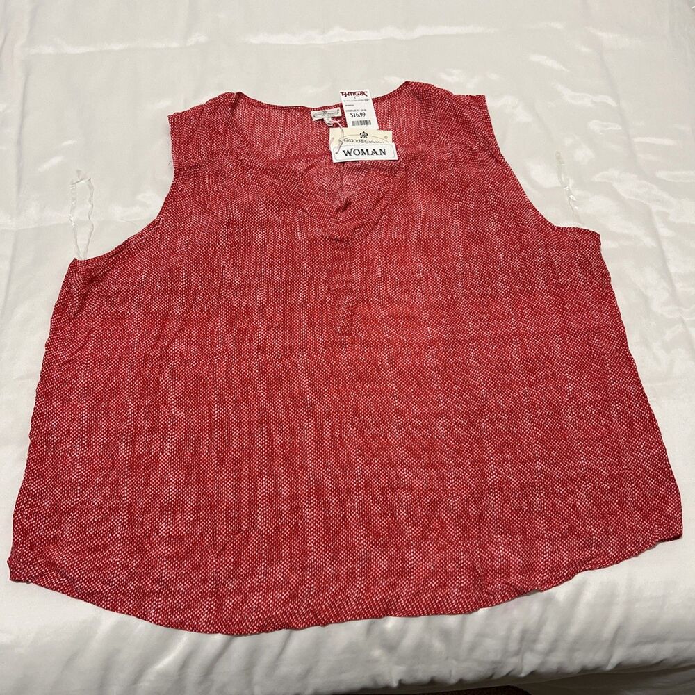 NWT GRAND & GREENE With Love Sleeveless Red White Polka Dot Blouse Size 3X